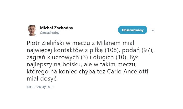 STATYSTYKI Piotra Zielińskiego w meczu z Milanem!